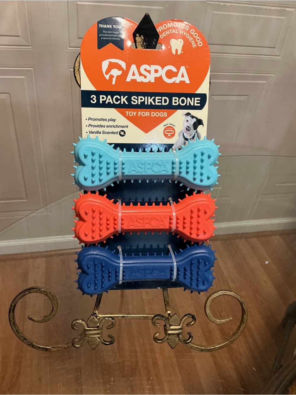 Brand New ASPCA  Dog Toy 3 Pack Spiked Bone 5.5” Promote Good Dental Hygiene